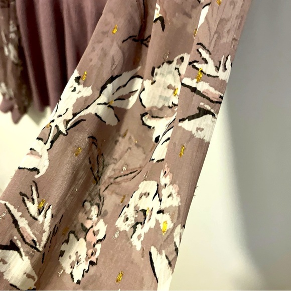 89th + Madison Lavender Peplum Pull On Sweater Bodice Sheer Sleeve Mixed Media - Picture 4 of 6